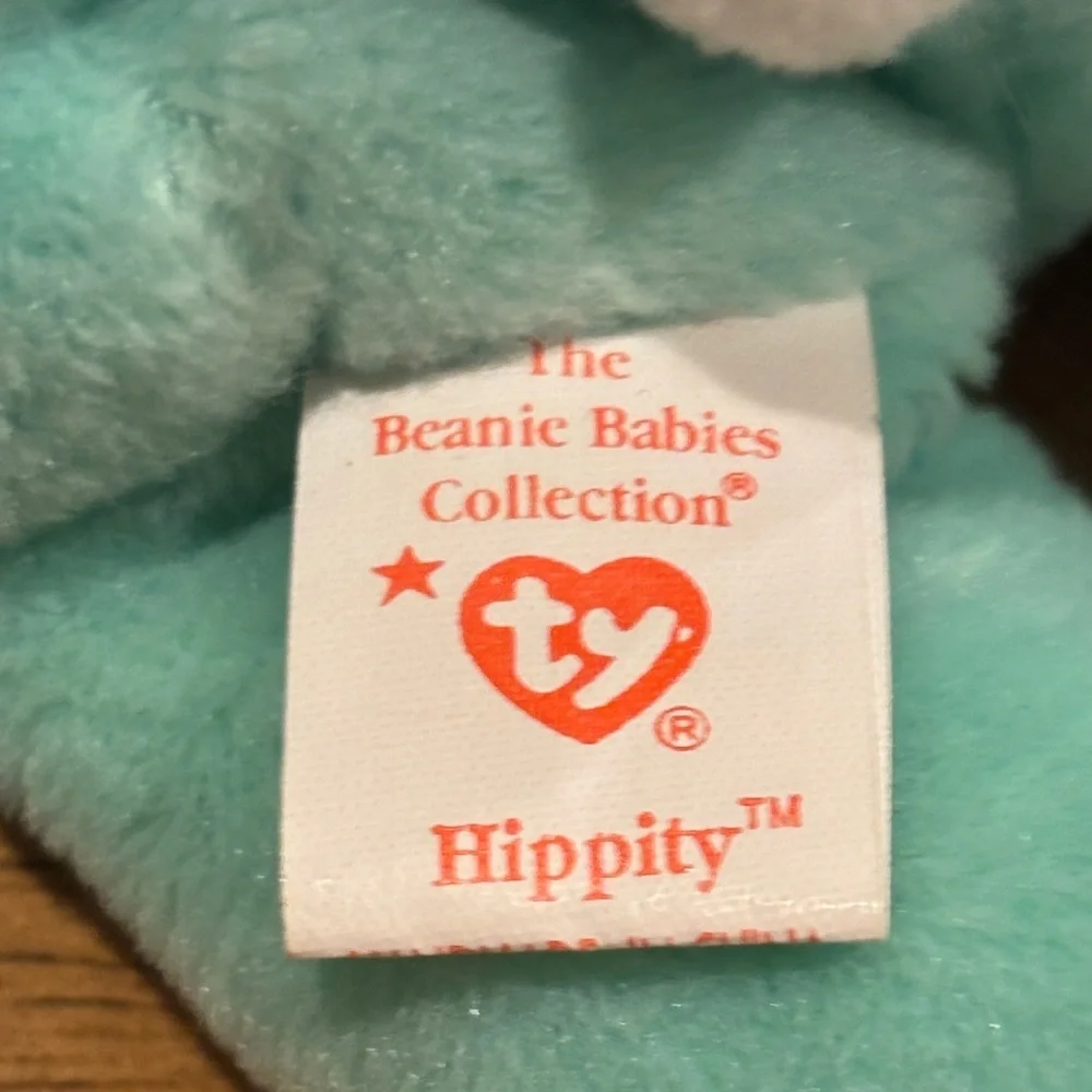 Mint Green Beanie Baby Bunny with Bow